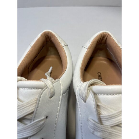Chelsea & Violet Womens White Leather Platform Sneakers Sz 9 Casual Comfort Lace - Picture 3 of 14
